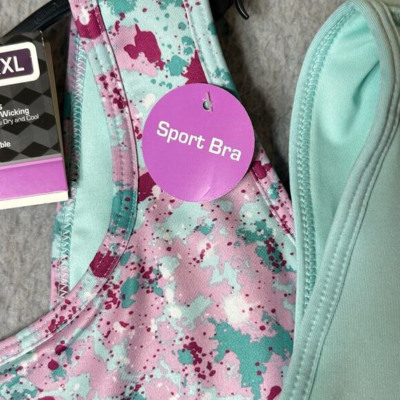 Athletic Works Bra Girls XXL Multicolor 2 Pack High Neck Keyhole Sports Bra NEW - Picture 5 of 9